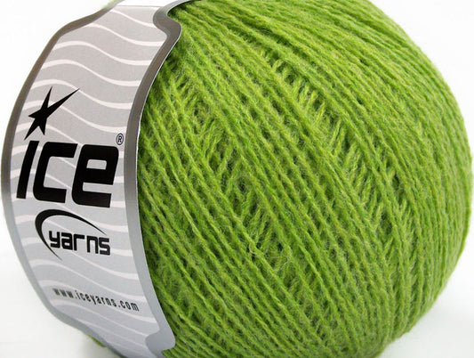 Lot of 8 Skeins ICE WOOL FINE (50% Wool) Hand Knitting Yarn Green
