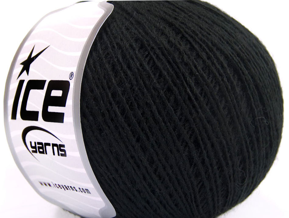 Lot of 8 Skeins ICE WOOL CORD SPORT (50% Wool) Hand Knitting Yarn Black