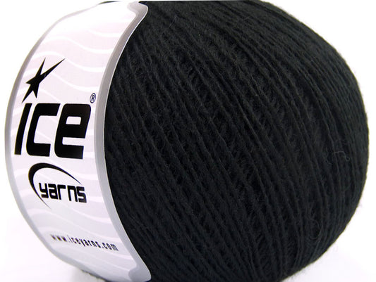 Lot of 8 Skeins ICE WOOL CORD SPORT (50% Wool) Hand Knitting Yarn Black