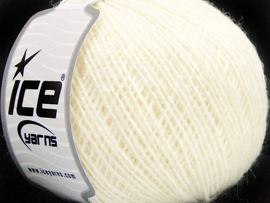 Lot of 8 Skeins ICE WOOL CORD SPORT (50% Wool) Hand Knitting Yarn Light Cream
