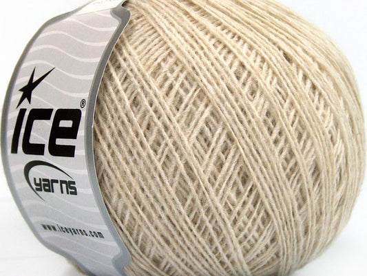 Lot of 8 Skeins ICE WOOL CORD SPORT (50% Wool) Hand Knitting Yarn Beige