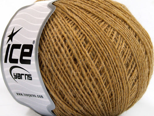 Lot of 8 Skeins ICE WOOL CORD SPORT (50% Wool) Hand Knitting Yarn Light Brown