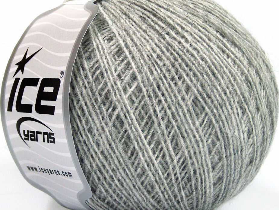 Lot of 8 Skeins ICE WOOL CORD SPORT (50% Wool) Hand Knitting Yarn Light Grey