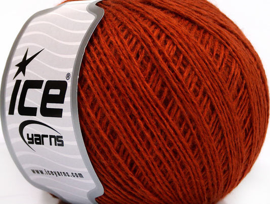 Lot of 8 Skeins ICE WOOL FINE (50% Wool) Hand Knitting Yarn Dark Orange