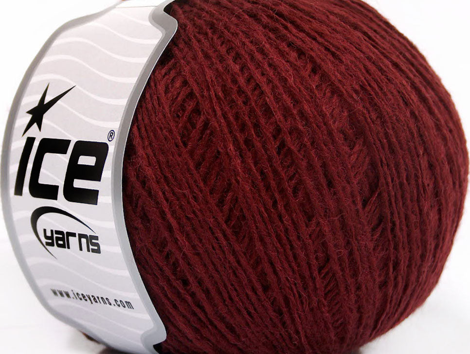 Lot of 8 Skeins ICE WOOL FINE (50% Wool) Hand Knitting Yarn Burgundy