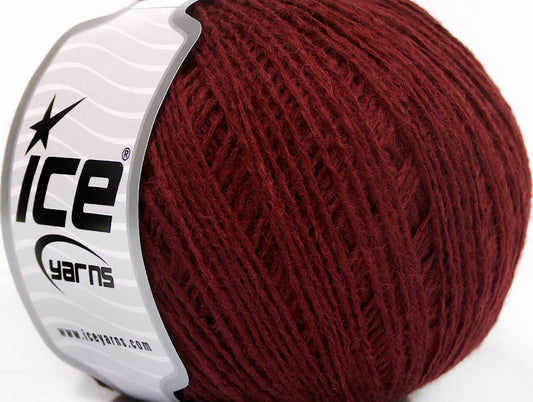 Lot of 8 Skeins ICE WOOL FINE (50% Wool) Hand Knitting Yarn Burgundy