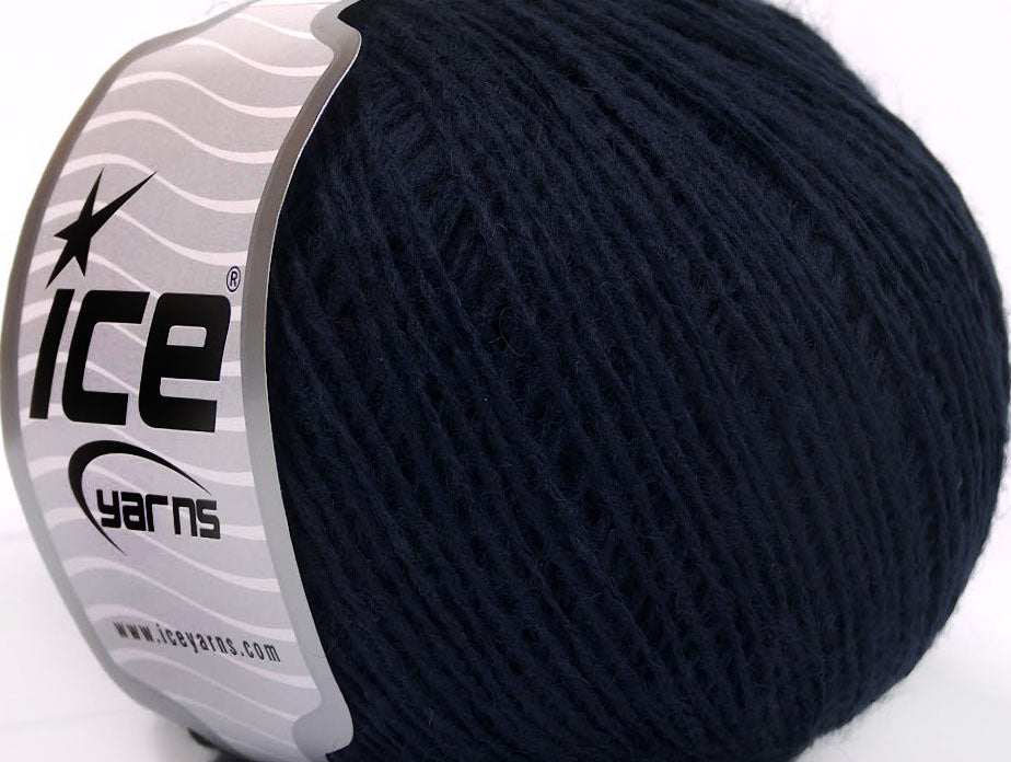 Lot of 8 Skeins ICE WOOL FINE (50% Wool) Hand Knitting Yarn Navy