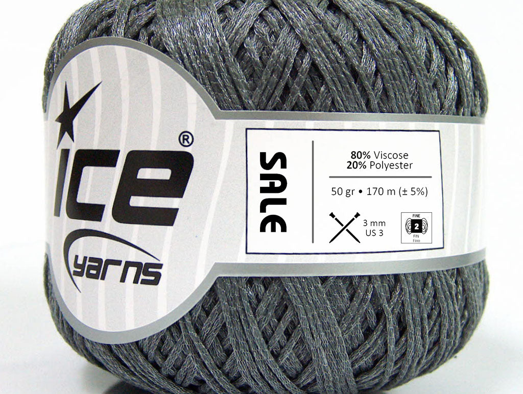 Lot of 6 Skeins ICE SALE SUMMER (80% Viscose) Hand Knitting Yarn Grey