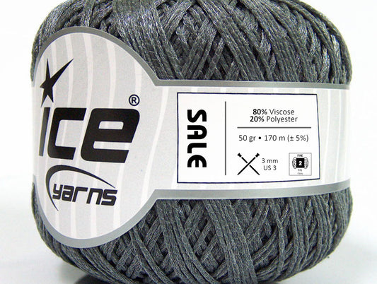 Lot of 6 Skeins ICE SALE SUMMER (80% Viscose) Hand Knitting Yarn Grey