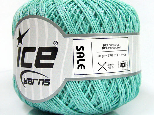 Lot of 6 Skeins ICE SALE SUMMER (80% Viscose) Hand Knitting Yarn Mint Green