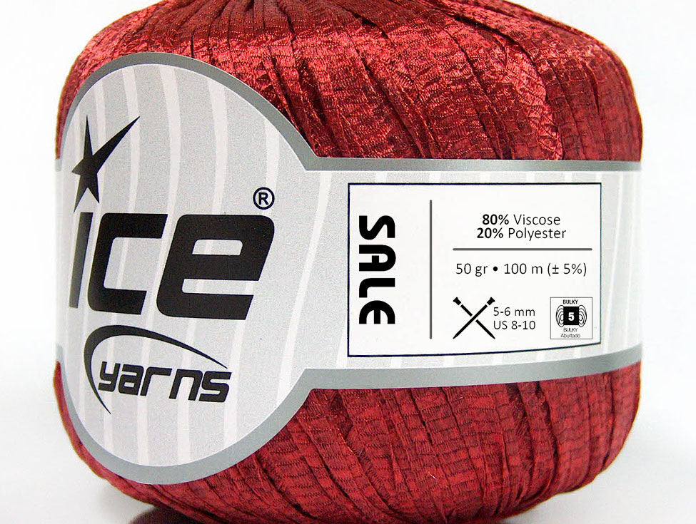 Lot of 6 Skeins Ice Yarns SALE SUMMER (80% Viscose) Hand Knitting Yarn Red