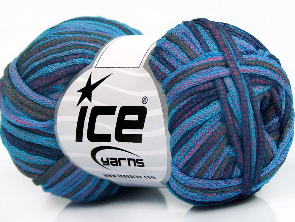 Lot of 8 Skeins Ice Yarns TUBE COTTON FINE (67% Cotton) Yarn Navy Turquoise Rose Pink