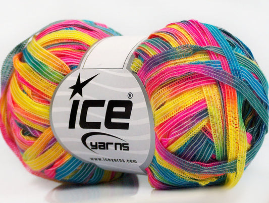 Lot of 8 Skeins ICE BINARIO Hand Knitting Yarn Neon Colors