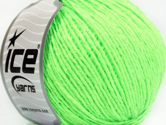 Lot of 8 Skeins ICE WOOL LIGHT (50% Wool) Hand Knitting Yarn Neon Green