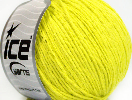 Lot of 8 Skeins Ice Yarns WOOL LIGHT (50% Wool) Hand Knitting Yarn Neon Yellow