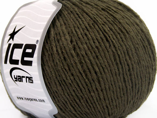Lot of 8 Skeins Ice Yarns WOOL LIGHT (50% Wool) Hand Knitting Yarn Dark Khaki