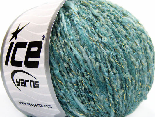 Lot of 8 Skeins ICE LUCE LANA (40% Wool) Hand Knitting Yarn Mint Green Gold