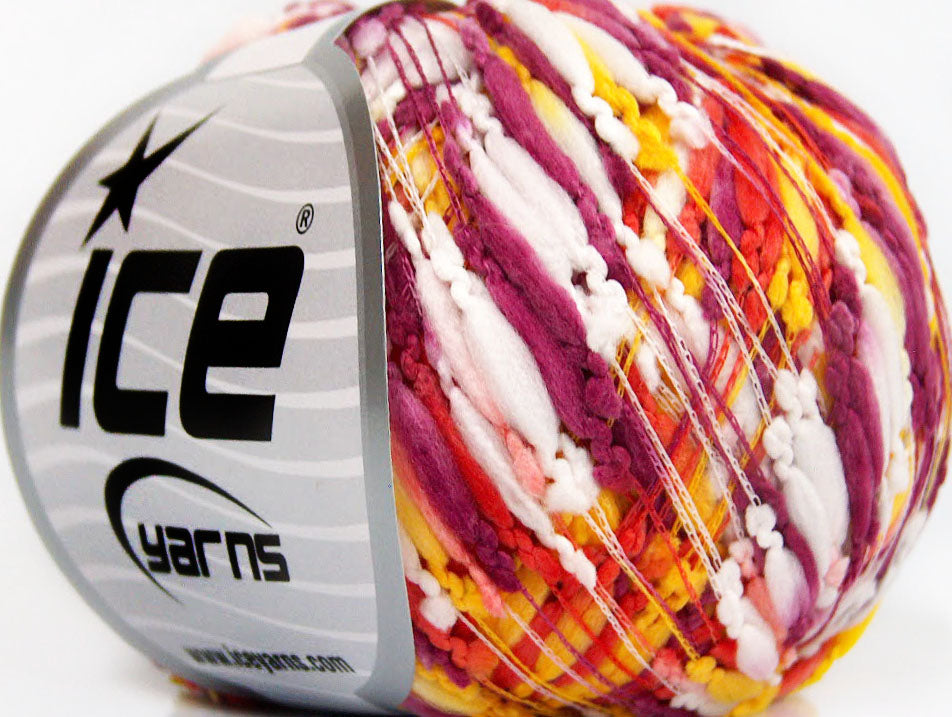 Lot of 8 Skeins ICE CARAMELLA Hand Knitting Yarn Maroon White Yellow Orange