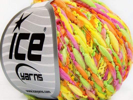 Lot of 8 Skeins ICE CARAMELLA Hand Knitting Yarn Yellow Green Pink Orange
