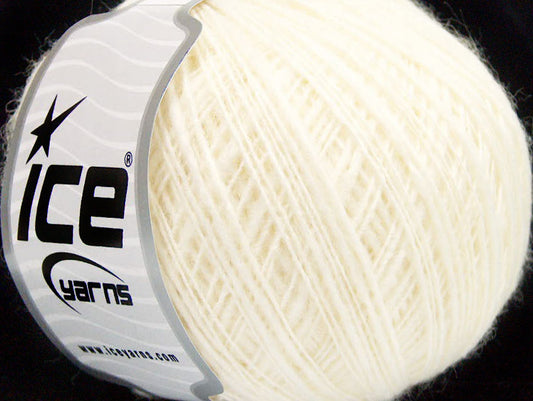 Lot of 8 Skeins ICE FLAMME WOOL FINE (50% Wool) Hand Knitting Yarn Ecru