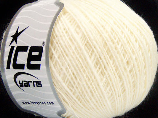 Lot of 8 Skeins ICE FLAMME WOOL FINE (50% Wool) Hand Knitting Yarn Cream