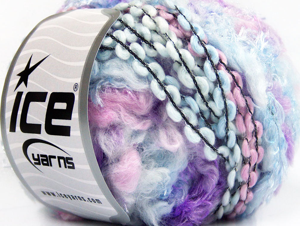 Lot of 8 Skeins ICE ANCONA (30% Wool) Yarn Light Blue Lilac Light Pink