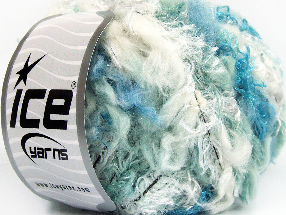 Lot of 8 Skeins ICE ANCONA (30% Wool) Yarn Turquoise Mint Green White
