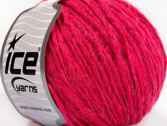 Lot of 8 Skeins Ice Yarns WOOL CORD ARAN (50% Wool) Hand Knitting Yarn Fuchsia