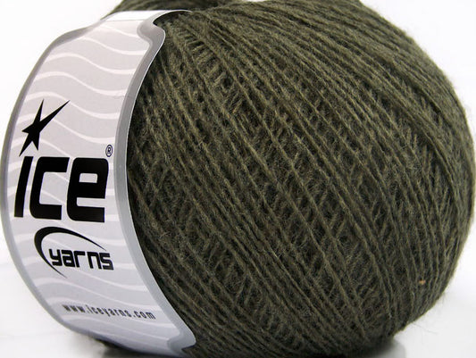 Lot of 8 Skeins Ice Yarns WOOL CORD SPORT (50% Wool) Hand Knitting Yarn Khaki