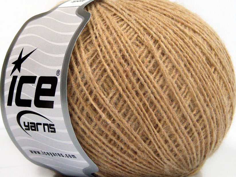 Lot of 8 Skeins ICE WOOL CORD SPORT (50% Wool) Hand Knitting Yarn Dark Beige