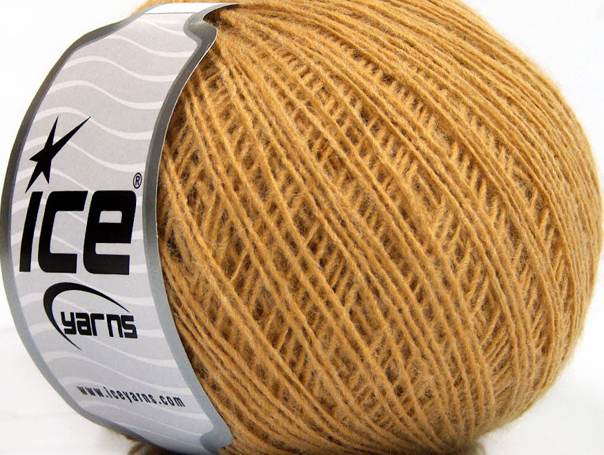 Lot of 8 Skeins Ice Yarns WOOL CORD SPORT (50% Wool) Hand Knitting Yarn Gold