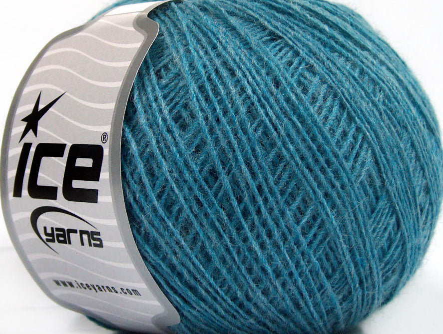 Lot of 8 Skeins Ice Yarns WOOL CORD SPORT (50% Wool) Yarn Turquoise