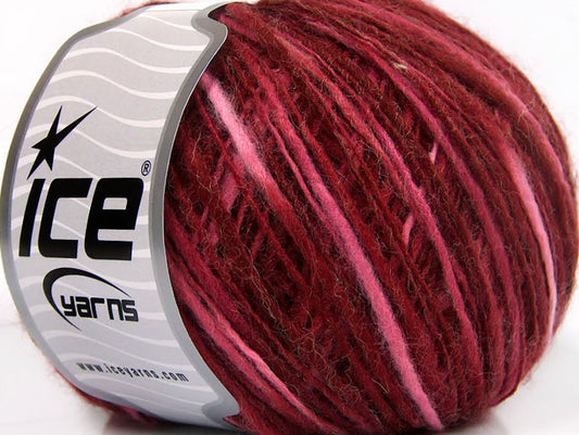 Lot of 8 Skeins ICE FLAMME WOOL LIGHT (40% Wool) Yarn Burgundy Shades