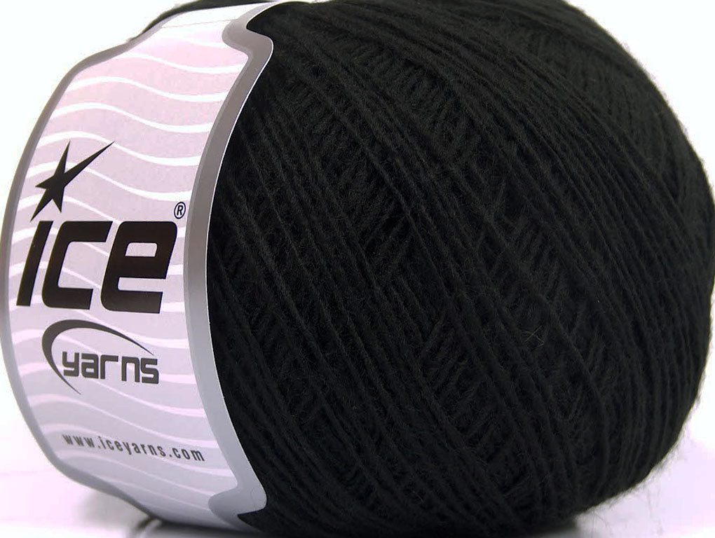 Lot of 8 Skeins ICE ACRYL CORD FINE Hand Knitting Yarn Black