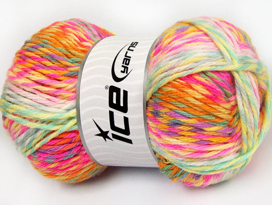 Lot of 4 x 100gr Skeins Ice Yarns HARMONY Yarn Pink Yellow Orange Mint Green Lilac