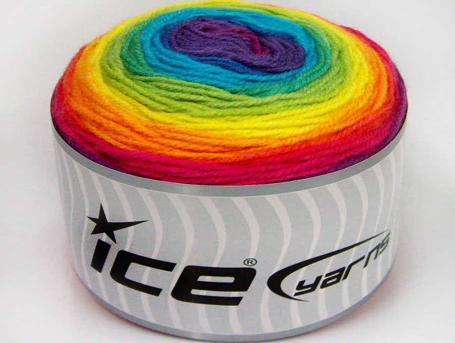 Lot of 3 x 100gr Skeins Ice Yarns CAKES BABY FINE Yarn Fuchsia Orange Yellow Green Turquoise Purple