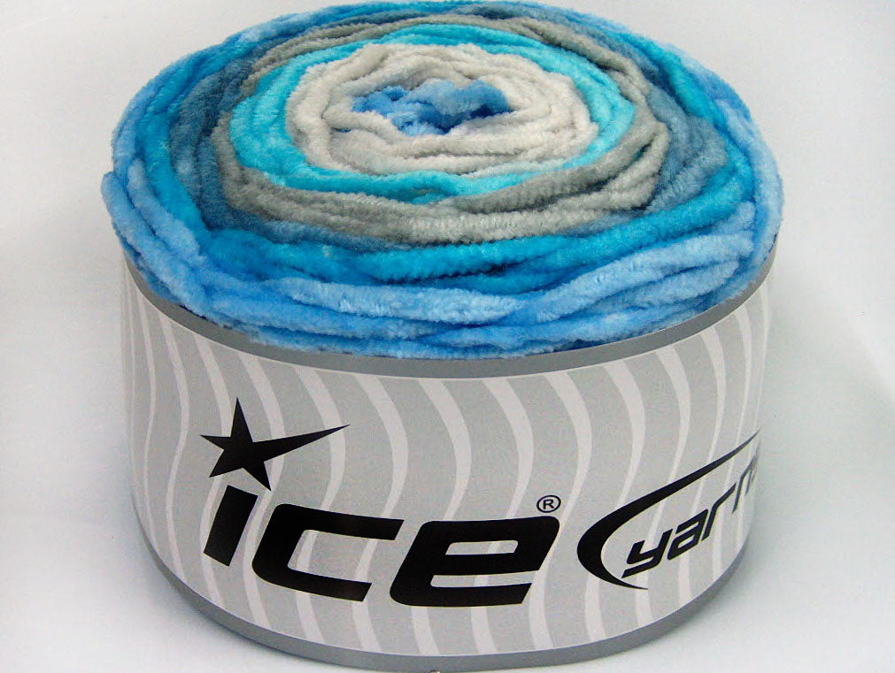 Lot of 2 x 150gr Skeins Ice Yarns CAKES CHENILLE BABY Yarn Turquoise Shades Grey Shades