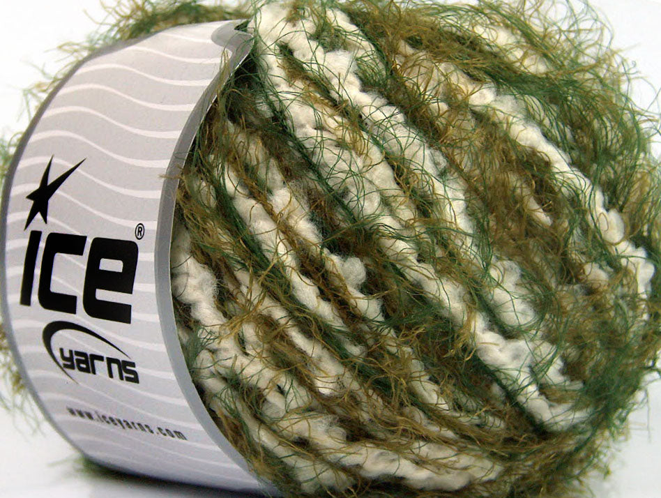 Lot of 4 x 100gr Skeins ICE SALE EYELASH BLEND Yarn Green Shades White