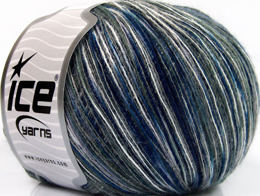 Lot of 8 Skeins ICE SALE MOHAIR-WOOL BLEND (40% Wool) Yarn Blue Shades Grey Shades