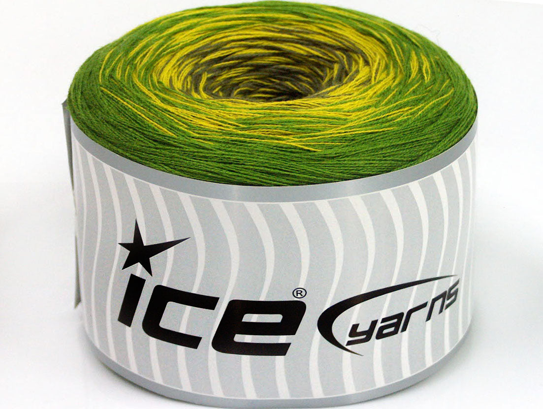 Lot of 2 x 150gr Skeins ICE CAKES COTTON FINE (50% Cotton) Yarn Green Shades
