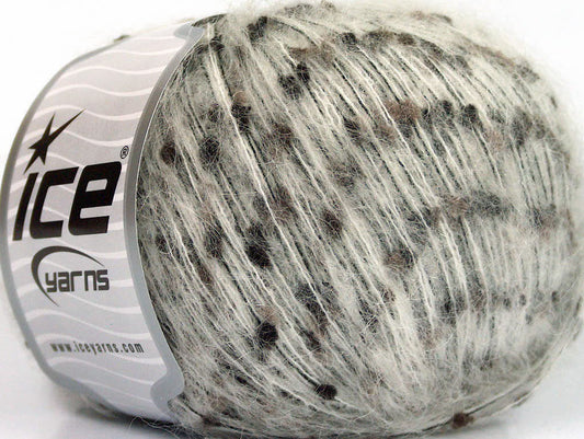 Lot of 8 Skeins ICE SALE MOHAIR-WOOL BLEND (35% Kid Mohair) Yarn White Black