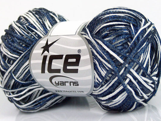 Lot of 8 Skeins Ice Yarns SALE SUMMER (50% Cotton) Yarn Blue White