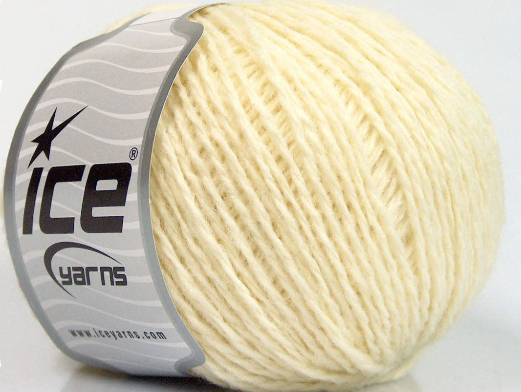 Lot of 8 Skeins ICE WOOL LIGHT (50% Wool) Hand Knitting Yarn Cream