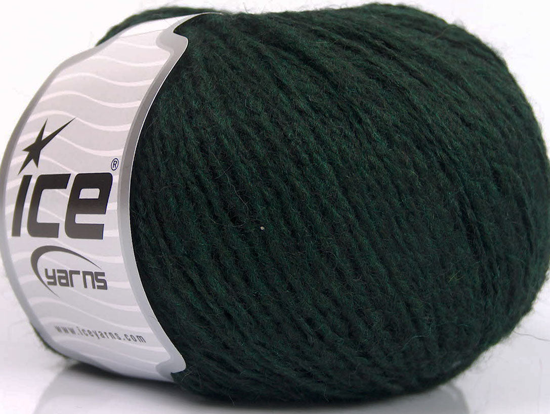 Lot of 8 Skeins ICE WOOL LIGHT (50% Wool) Hand Knitting Yarn Dark Green