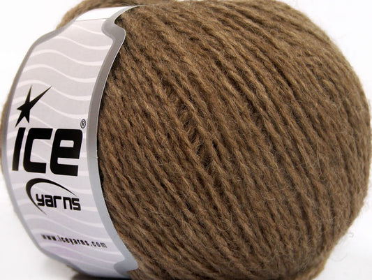 Lot of 8 Skeins Ice Yarns WOOL LIGHT (50% Wool) Hand Knitting Yarn Light Brown