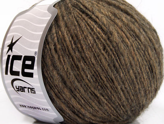 Lot of 8 Skeins ICE FLAMME WOOL LIGHT (40% Wool) Yarn Brown Melange