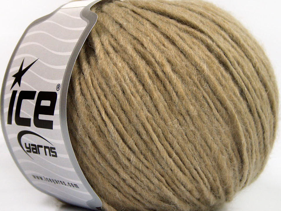 Lot of 8 Skeins Ice Yarns WOOL CORD ARAN (50% Wool) Yarn Light Brown