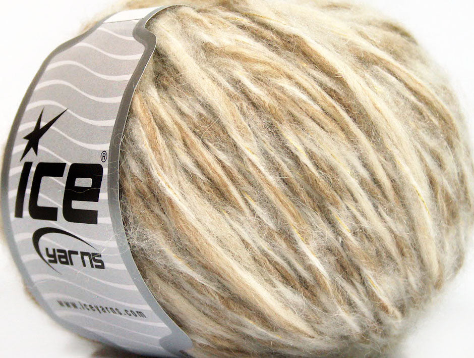 Lot of 6 Skeins ICE SALE WINTER (50% Wool) Hand Knitting Yarn Cream Shades Gold