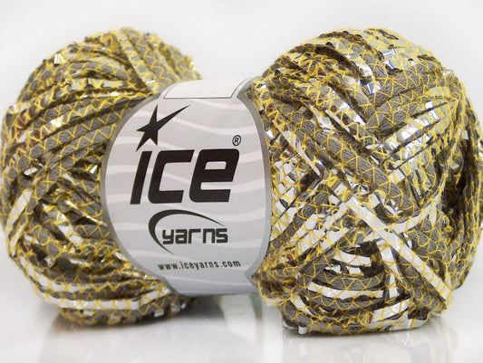 Lot of 8 Skeins Ice Yarns COTONE ARGENTO (40% Cotton) Yarn Light Khaki Yellow Silver