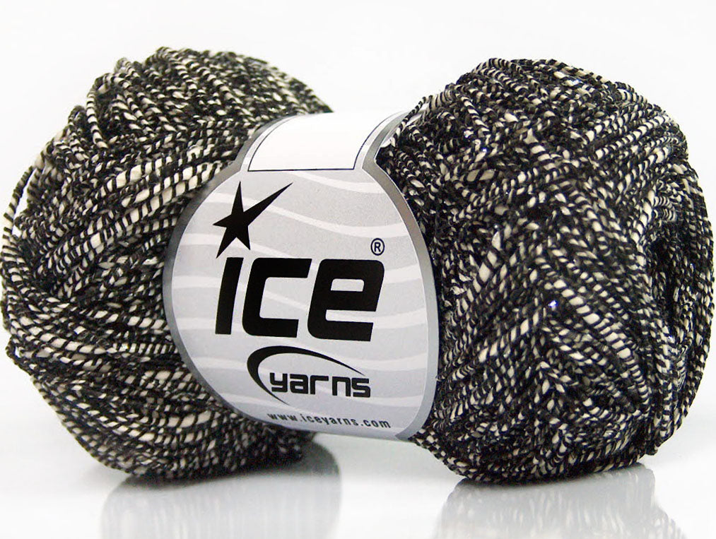 Lot of 8 Skeins Ice Yarns URBAN COTTON LUX (60% Cotton 28% Viscose) Yarn Black White